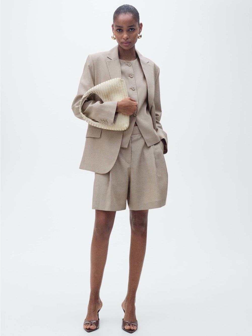 MNG STRIPED SUIT BERMUDA SHORTS